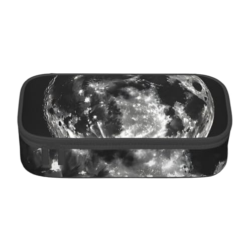 UENFFKDAP Moon Große Kapazität Federmäppchen Schüler Federmäppchen Kosmetiktasche mit Reißverschluss Geeignet für Schulen und Büros Unisex, Schwarz , Einheitsgröße, Kosmetiktasche von UENFFKDAP