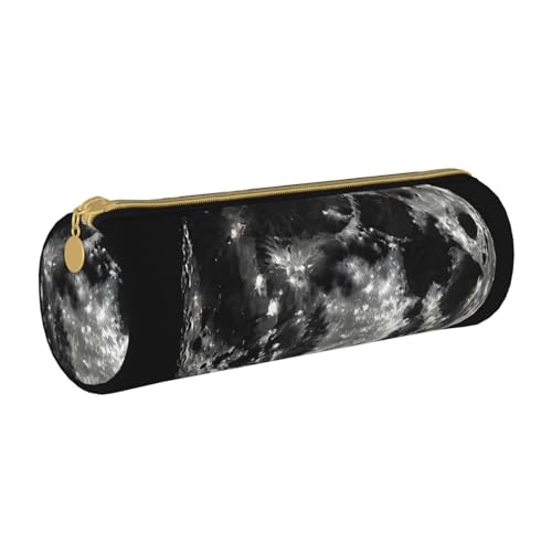 UENFFKDAP Moon Leder Federmäppchen Schüler Federmäppchen Reißverschluss Federmäppchen Kosmetiktasche Geeignet für Schulen und Büros, Unisex, weiß, Einheitsgröße, Kosmetiktasche von UENFFKDAP