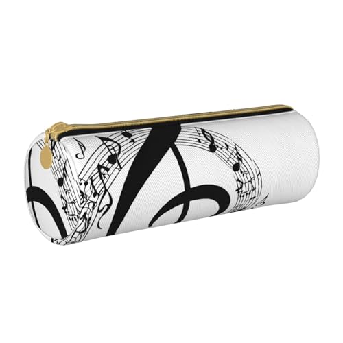 UENFFKDAP Musik Leder Federmäppchen Schüler Federmäppchen Reißverschluss Federmäppchen Kosmetiktasche Geeignet für Schulen und Büros, Unisex, weiß, Einheitsgröße, Kosmetiktasche von UENFFKDAP