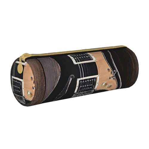 UENFFKDAP Musikgitarre Leder Federmäppchen Schüler Federmäppchen Reißverschluss Federmäppchen Kosmetiktasche Geeignet für Schulen und Büros, Unisex, weiß, Einheitsgröße, Kosmetiktasche von UENFFKDAP