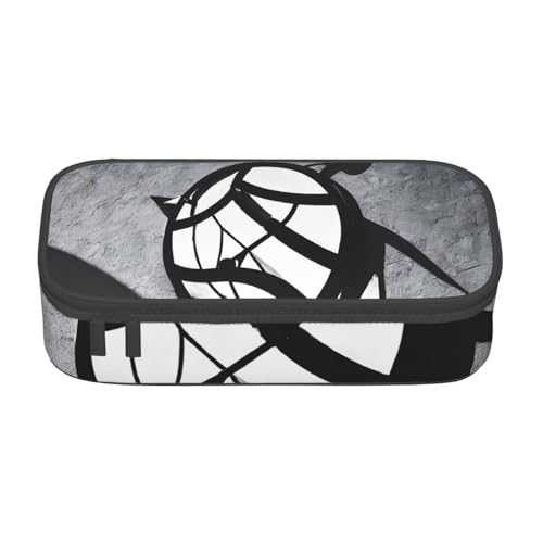 UENFFKDAP Musikthema Musikschlüssel Große Kapazität Federmäppchen Schüler Federmäppchen Kosmetiktasche mit Reißverschluss Geeignet für Schulen und Büros, Unisex, Schwarz , Einheitsgröße, von UENFFKDAP