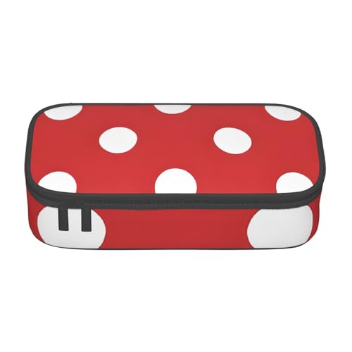 UENFFKDAP Niedliche Polka Dot Große Kapazität Federmäppchen Schüler Federmäppchen Kosmetiktasche mit Reißverschluss Geeignet für Schulen und Büros Unisex, Schwarz , Einheitsgröße, Kosmetiktasche von UENFFKDAP