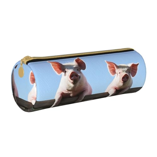 UENFFKDAP Niedliches Federmäppchen aus Leder, Schüler-Federmäppchen, Reißverschluss-Federmäppchen, Kosmetiktasche, geeignet für Schulen und Büros, Unisex, weiß, Einheitsgröße, Kosmetiktasche von UENFFKDAP