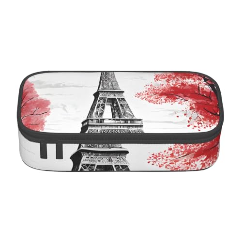 UENFFKDAP Paris Große Kapazität Federmäppchen Schüler Federmäppchen Kosmetiktasche mit Reißverschluss Geeignet für Schulen und Büros Unisex, Schwarz , Einheitsgröße, Kosmetiktasche von UENFFKDAP