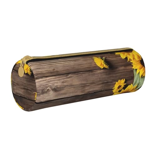 UENFFKDAP Pflanzen Thema Sonnenblume Leder Federmäppchen Schüler Federmäppchen Reißverschluss Federmäppchen Kosmetiktasche Geeignet für Schulen und Büros, Unisex, weiß, Einheitsgröße, Kosmetiktasche von UENFFKDAP