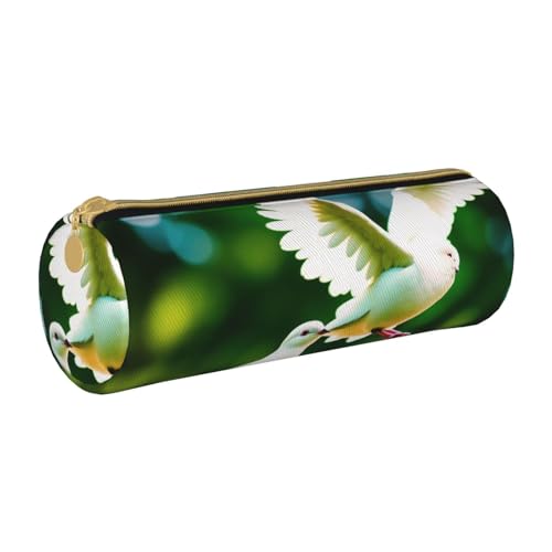 UENFFKDAP Pigeons Leder Federmäppchen Schüler Federmäppchen Reißverschluss Federmäppchen Kosmetiktasche Geeignet für Schulen und Büros, Unisex, weiß, Einheitsgröße, Kosmetiktasche von UENFFKDAP