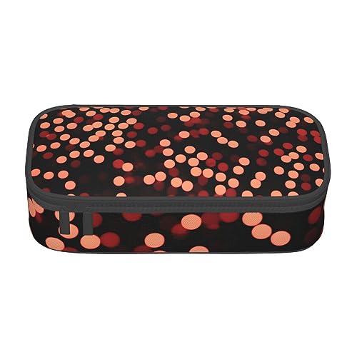 UENFFKDAP Red and Dots Große Kapazität Federmäppchen Schüler Federmäppchen Kosmetiktasche mit Reißverschluss Geeignet für Schulen und Büros Unisex, Schwarz , Einheitsgröße, Kosmetiktasche von UENFFKDAP