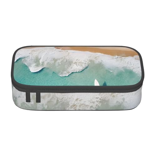 UENFFKDAP Romantischer Strand Große Kapazität Federmäppchen Student Federmäppchen Kosmetiktasche mit Reißverschluss Geeignet für Schulen und Büros Unisex, Schwarz , Einheitsgröße, Kosmetiktasche von UENFFKDAP