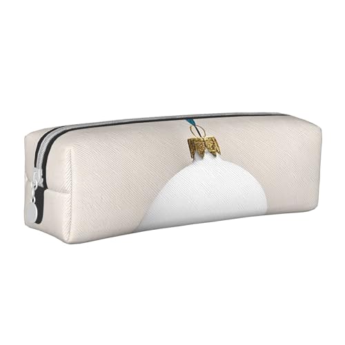 UENFFKDAP Rosa Weihnachten Ball Leder Federmäppchen Schüler Federmäppchen Reißverschluss Federmäppchen Kosmetiktasche Geeignet für Schulen und Büros, Unisex, weiß, Einheitsgröße, Kosmetiktasche von UENFFKDAP