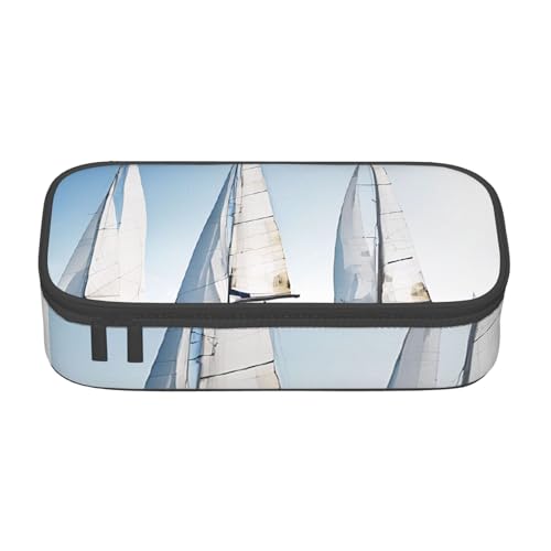 UENFFKDAP Sailing Große Kapazität Federmäppchen Schüler Federmäppchen Kosmetiktasche mit Reißverschluss Geeignet für Schulen und Büros Unisex, Schwarz , Einheitsgröße, Kosmetiktasche von UENFFKDAP