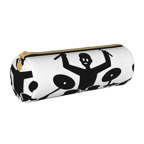 UENFFKDAP Schlagzeuger Leder Federmäppchen Schüler Federmäppchen Reißverschluss Federmäppchen Kosmetiktasche Geeignet für Schulen und Büros, Unisex, weiß, Einheitsgröße, Kosmetiktasche von UENFFKDAP