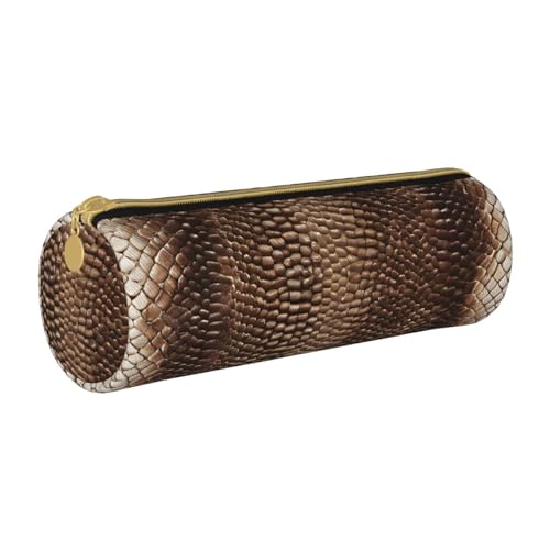 UENFFKDAP Schlangenhaut Leder Federmäppchen Schüler Federmäppchen Reißverschluss Federmäppchen Kosmetiktasche Geeignet für Schulen und Büros, Unisex, weiß, Einheitsgröße, Kosmetiktasche von UENFFKDAP