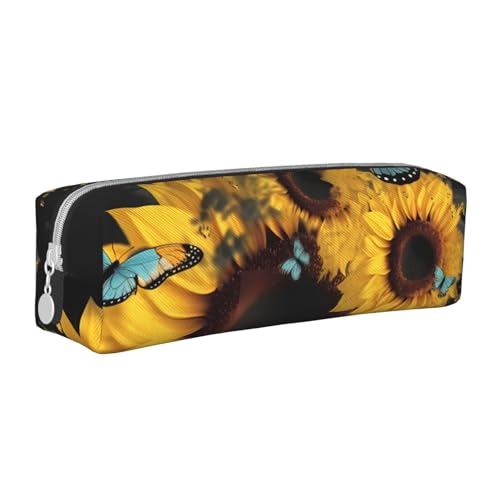 UENFFKDAP Schmetterlinge und Sonnenblumen Leder Federmäppchen Schüler Federmäppchen Reißverschluss Federmäppchen Kosmetiktasche Geeignet für Schulen und Büros, Unisex, weiß, Einheitsgröße, UENFFKDAP Schmetterlinge und Sonnenblumen Leder Federmäppchen Schüler Federmäppchen Reißverschluss Federmäppchen Kosmetiktasche Geeignet für Schulen und Büros, Unisex, weiß, Einheitsgröße, von UENFFKDAP