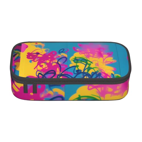 UENFFKDAP Scrawled-Upon Wall Große Kapazität Federmäppchen Schülermäppchen Kosmetiktasche mit Reißverschluss Geeignet für Schulen und Büros Unisex, Schwarz , Einheitsgröße, Kosmetiktasche von UENFFKDAP