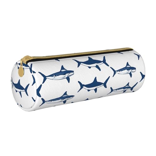 UENFFKDAP Sea Fish Leder Federmäppchen Schüler Federmäppchen Reißverschluss Federmäppchen Kosmetiktasche Geeignet für Schulen und Büros, Unisex, weiß, Einheitsgröße, Kosmetiktasche von UENFFKDAP