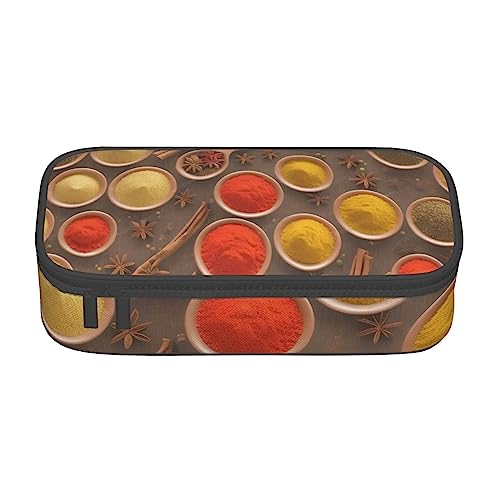 UENFFKDAP Seasoning Bedrucktes Muster Große Kapazität Federmäppchen Schüler Federmäppchen Kosmetiktasche mit Reißverschluss Geeignet für Schulen und Büros Unisex, Schwarz , Einheitsgröße, von UENFFKDAP