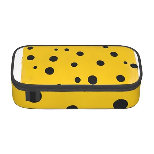 UENFFKDAP Senfgelb und Schwarz Große Kapazität Federmäppchen Schüler Federmäppchen Kosmetiktasche mit Reißverschluss Geeignet für Schulen und Büros Unisex, Schwarz , Einheitsgröße, Kosmetiktasche von UENFFKDAP