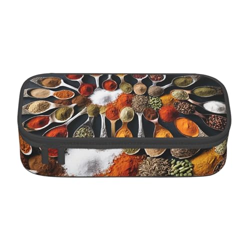 UENFFKDAP Spices Große Kapazität Federmäppchen Schüler Federmäppchen Kosmetiktasche mit Reißverschluss Geeignet für Schulen und Büros Unisex, Schwarz , Einheitsgröße, Kosmetiktasche von UENFFKDAP