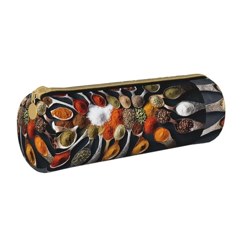 UENFFKDAP Spices Leder Federmäppchen Schüler Federmäppchen Reißverschluss Federmäppchen Kosmetiktasche Geeignet für Schulen und Büros, Unisex, weiß, Einheitsgröße, Kosmetiktasche von UENFFKDAP