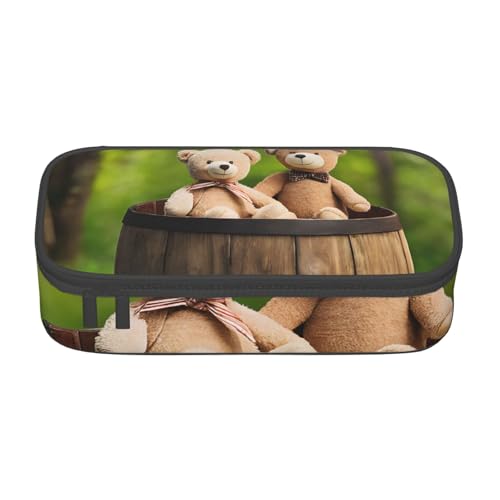 UENFFKDAP Spielzeug Stoffbär Große Kapazität Federmäppchen Schüler Federmäppchen Kosmetiktasche mit Reißverschluss Geeignet für Schulen und Büros, Unisex, Schwarz , Einheitsgröße, Kosmetiktasche von UENFFKDAP