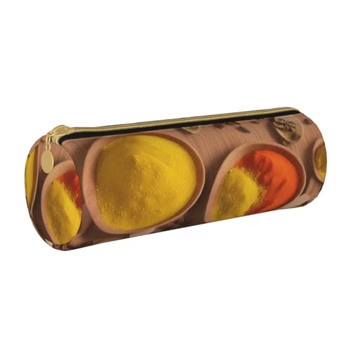 UENFFKDAP Verschiedene Gewürze Bedruckte Muster Leder Federmäppchen Schüler Federmäppchen Reißverschluss Federmäppchen Kosmetiktasche Geeignet für Schulen und Büros, Unisex, weiß, Einheitsgröße, von UENFFKDAP