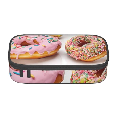 UENFFKDAP Weihnachten Donuts Große Kapazität Federmäppchen Schüler Federmäppchen Kosmetiktasche mit Reißverschluss Geeignet für Schulen und Büros Unisex, Schwarz , Einheitsgröße, Kosmetiktasche von UENFFKDAP