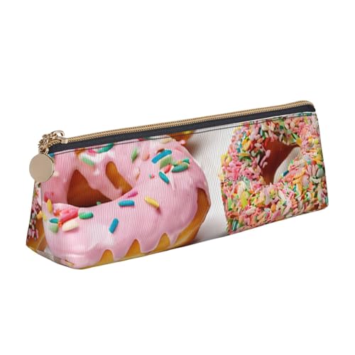 UENFFKDAP Weihnachten Donuts Leder Federmäppchen Schüler Federmäppchen Reißverschluss Federmäppchen Kosmetiktasche Geeignet für Schulen und Büros, Unisex, weiß, Einheitsgröße, Kosmetiktasche von UENFFKDAP