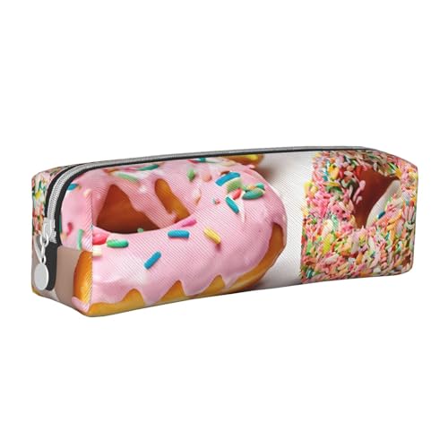 UENFFKDAP Weihnachten Donuts Leder Federmäppchen Schüler Federmäppchen Reißverschluss Federmäppchen Kosmetiktasche Geeignet für Schulen und Büros, Unisex, weiß, Einheitsgröße, Kosmetiktasche von UENFFKDAP