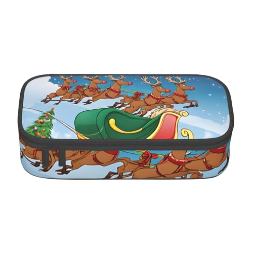 UENFFKDAP Weihnachten Hirsch Große Kapazität Federmäppchen Schüler Federmäppchen Kosmetiktasche mit Reißverschluss Geeignet für Schulen und Büros Unisex, Schwarz , Einheitsgröße, Kosmetiktasche von UENFFKDAP