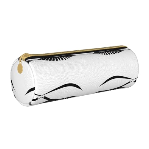 UENFFKDAP Wimpern Leder Federmäppchen Schüler Federmäppchen Reißverschluss Federmäppchen Kosmetiktasche Geeignet für Schulen und Büros, Unisex, weiß, Einheitsgröße, Kosmetiktasche von UENFFKDAP