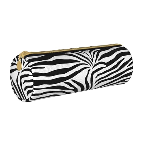 UENFFKDAP Zebra Prints Leder Federmäppchen Schüler Federmäppchen Reißverschluss Federmäppchen Kosmetiktasche Geeignet für Schulen und Büros, Unisex, weiß, Einheitsgröße, Kosmetiktasche von UENFFKDAP