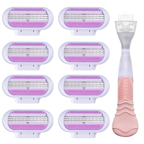 UENXRXE 1 Stück Rasierer Damen Rasierklingen Für Venus Smooth, 8 Ersatzklingen Für Damenrasierer Und Handstüc,Damen Rasierer,Estrid Rasierklingen(Rosa) von UENXRXE