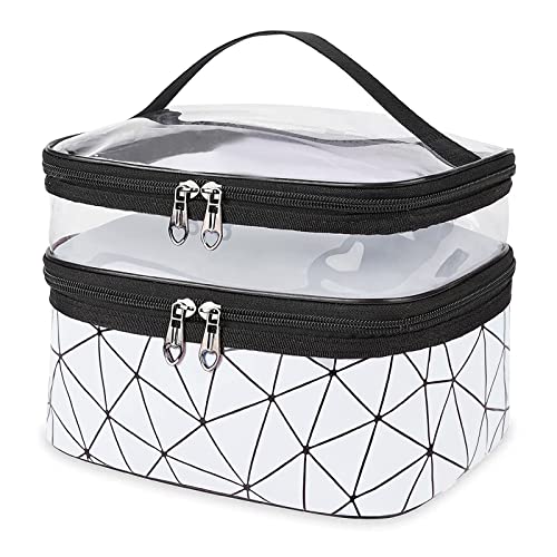 Transparente Kosmetiktasche, Make-up-Organizer, doppellagig, große Kosmetiktasche, wasserdicht, für Frauen und Männer, Transparent und Silber, Talla única, Reise-Kulturbeutel von UEPOA