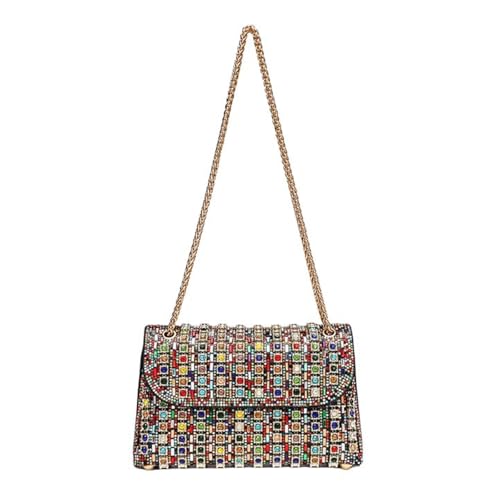 UERSJWYSO Abend-Clutch-Geldbörsen für Damen, Glitzernde Umhängetaschen mit Kristall-Strasssteinen Kettenriemen Hochzeits-Umhängetasche,Color von UERSJWYSO