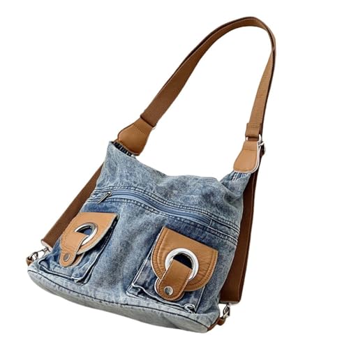 UERSJWYSO Damen Denim Hobo Bags Retro Jean Schultertasche Crossbody Handtaschen mit Taschen & Verstellbaren Trägern,Blau von UERSJWYSO