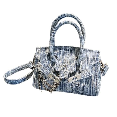 UERSJWYSO Damen Denim Tote Bag Top Handle Jean Geldbörsen Casual Work Satchel Geldbörse Lock Schnalle Schulter Handtaschen,2 von UERSJWYSO