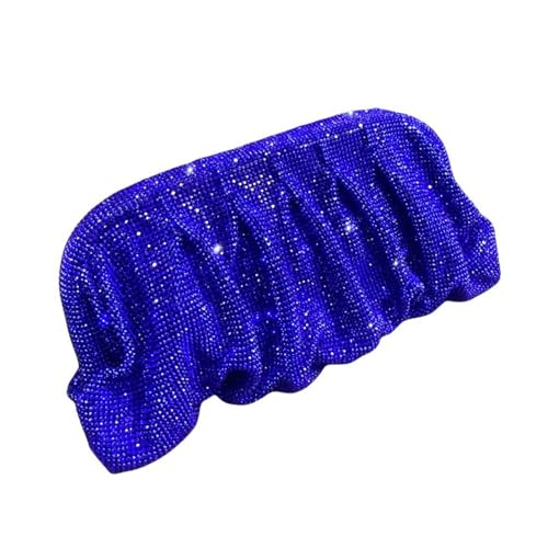 UERSJWYSO Damen Glitzernde Strass Abend Clutch Geldbörse Kette Plissee Schultertasche Knödeltasche für Hochzeit Party,Blau von UERSJWYSO