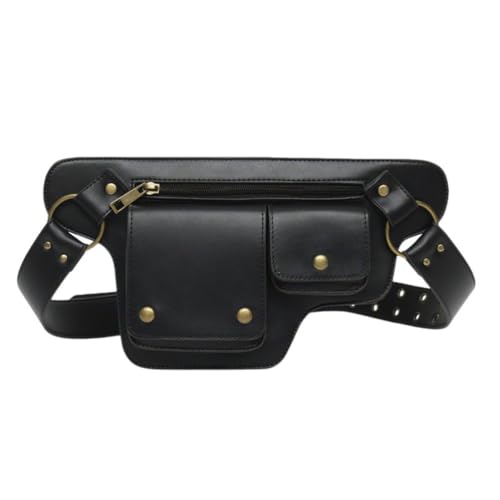 UERSJWYSO Damen-Hüfttasche PU-Leder Modisch Vintage Western-Cowboy-Tasche Utility-Gürtel Lässig Reisen Sport Bauchtasche,Schwarz von UERSJWYSO
