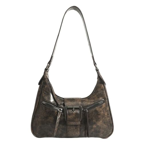 UERSJWYSO Damen Mini Umhängetasche PU Leder Crossbody Kleine Tasche Retro Achsel-Hobo Taschen Mit Abnehmbarem Riemen,Braun von UERSJWYSO