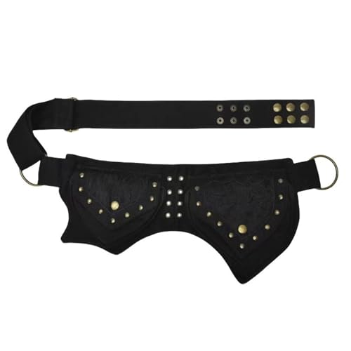 UERSJWYSO Damen Renaissance Festival Tasche Vintage Fanny Pack Mode Spitze Hüfttasche Gürteltasche Faire Zubehör,Schwarz von UERSJWYSO