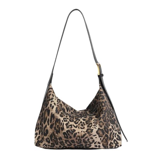 UERSJWYSO Damen Retro Umhängetasche Kleine Leopardenmuster Unterarmtaschen Lässig Trendy Verstellbarer Schultergurt Handtasche,Braun von UERSJWYSO