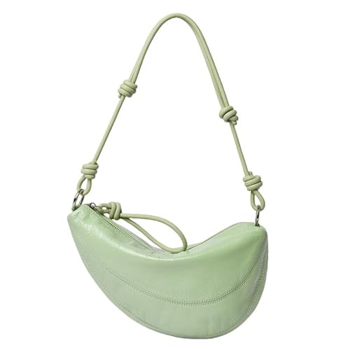 UERSJWYSO Damen Trendy Sattel Schultertasche Gewachstes Rindsleder Reißverschluss Halbmond Geldbörse Unterarm Hobo Handtaschen,Grün von UERSJWYSO