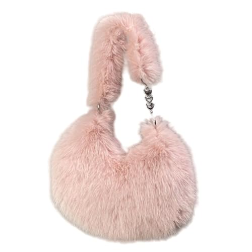 UERSJWYSO Damen-Umhängetasche aus Kunstpelz Y2K Pelzig Elegante Mini-Abendtasche Weiche Flauschige Handtaschen für Damen,Rosa von UERSJWYSO