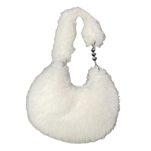 UERSJWYSO Damen-Umhängetasche aus Kunstpelz Y2K Pelzig Elegante Mini-Abendtasche Weiche Flauschige Handtaschen für Damen,Weiß von UERSJWYSO