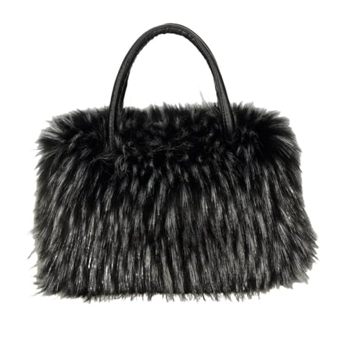 UERSJWYSO Flauschige Einkaufstasche aus Kunstfell für Damen mit Griff Oben Leicht Süß Pelzig Handtasche mit Reißverschluss,1 von UERSJWYSO