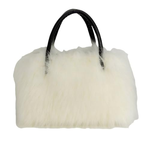 UERSJWYSO Flauschige Einkaufstasche aus Kunstfell für Damen mit Griff Oben Leicht Süß Pelzig Handtasche mit Reißverschluss,5 von UERSJWYSO