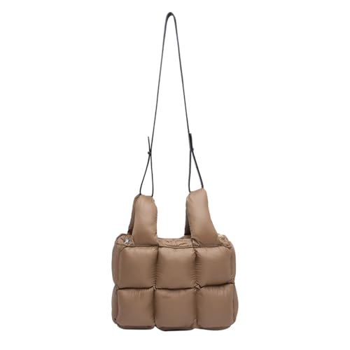 UERSJWYSO Gesteppte Puffer-Schultertaschen für Damen Trendige Kleine Umhängetasche Leichte Polsterung Geldbörse mit Verstellbarem Riemen,Braun von UERSJWYSO