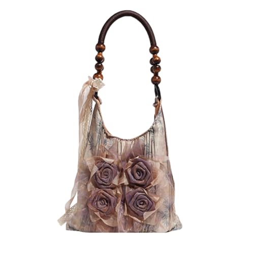 UERSJWYSO Hobo-Geldbörse für Damen mit 3D-Blumenmotiv Leicht mit Spitzenband Plissiert Boho-Schultertasche für den Alltag, Party, Urlaub,Khaki,One Size UERSJWYSO Hobo-Geldbörse für Damen mit 3D-Blumenmotiv Leicht mit Spitzenband Plissiert Boho-Schultertasche für den Alltag, Party, Urlaub,Khaki,One Size von UERSJWYSO