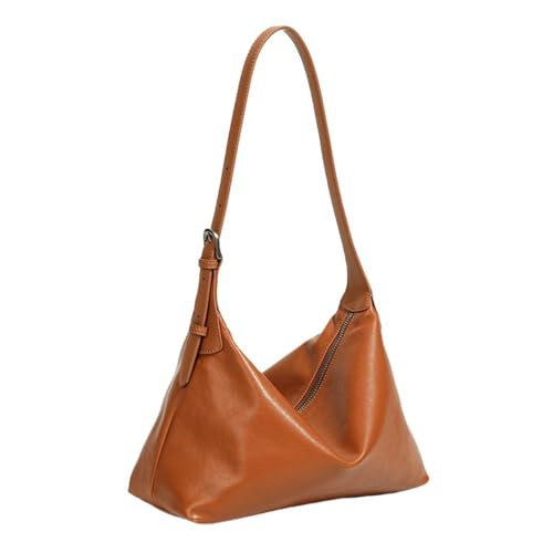 UERSJWYSO Hobo-Taschen für Damen Hochwertiges Echtleder Verstellbarer Riemen Trendige Schultertaschen für Damen Umhängetaschen,Caramel von UERSJWYSO