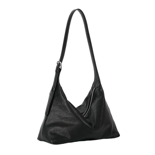 UERSJWYSO Hobo-Taschen für Damen Hochwertiges Echtleder Verstellbarer Riemen Trendige Schultertaschen für Damen Umhängetaschen,Schwarz von UERSJWYSO